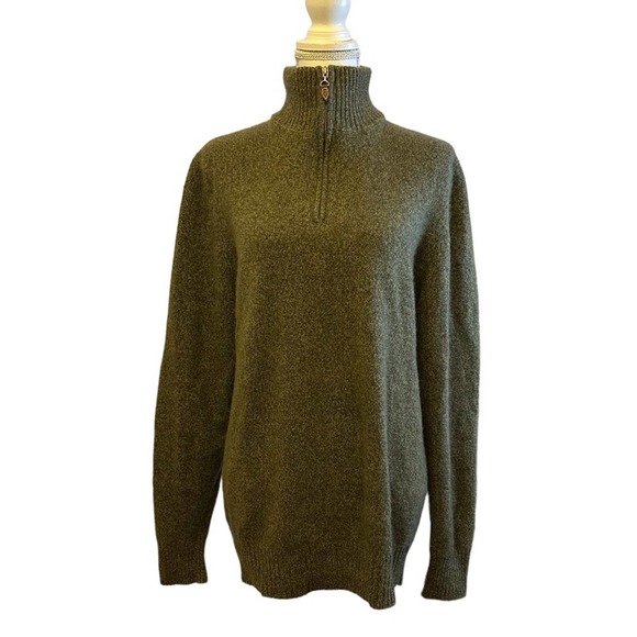 Marshall Fields  - Cashmere heathered green 1/4 zip sweater, men’s size:Large - Picture 2 of 11